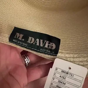 NWT! M. David of Melbourne, Australia Straw Sun Hat M. David Vintage Woven Hat Melbourne Australia Pale Yellow  main image 4